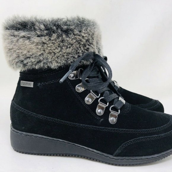 Khombu Women's Francie Boots with Faux Fur Trim - Picture 9 of 12